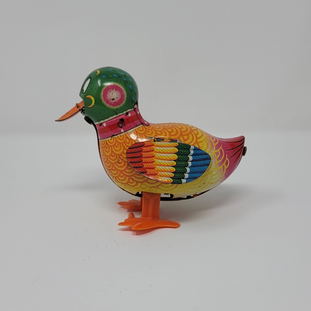 Vintage 1960s Kanto Toys Dilly Duck Wind Up Tin Toy Walking Litho Japan Colorful - Picture 4 of 7